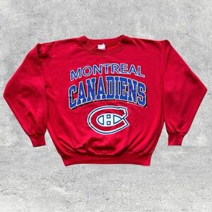 Vintage Montreal Canadiens 1993 Bulletin Athletic Red Spellout Sweatshirt Habs